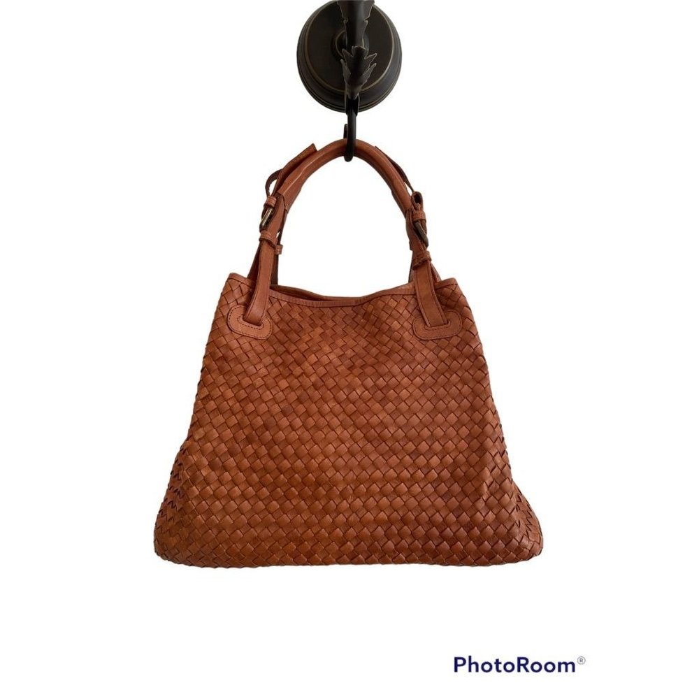 Valentina Woven Tan Shoulder Bag